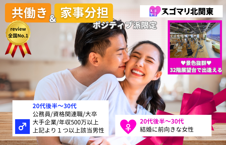 【共働き＆家事分担ポジティブ派限定】公務員/資格関連職/大卒以上/大手企業/年収500万以上の男性限定婚活パーティー