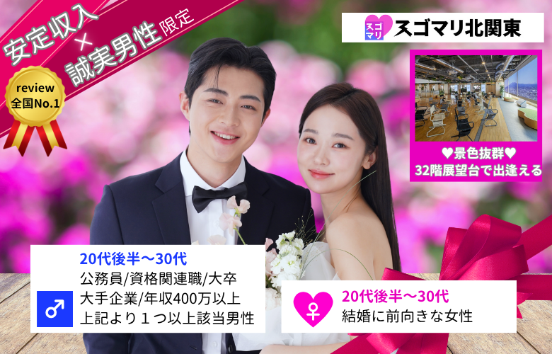 公務員/資格関連職/大卒以上/大手企業/年収400万以上の男性限定婚活パーティー