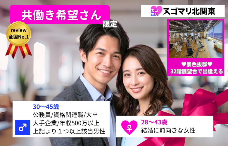 【家事分担・共働き希望さん限定】公務員/資格関連職/大卒以上/大手企業/年収500万以上の男性限定婚活パーティー